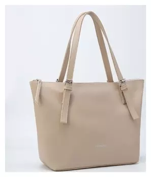 Сумка-шопер, отдел на молнии, наружный карман, цвет бежевый