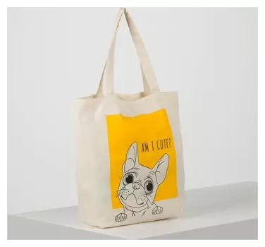 Сумка-шоппер «Бульдог», 40х13х46 см, отд без молнии, без подкладки, цвет бежевый