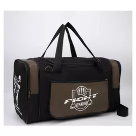 Сумка спортивная, 3 отдела на молниях, наружный карман, длинный ремень, цвет хаки