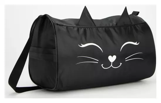 Сумка спортивная «Котик», 40х24х21, отд на молнии, 2 н/кармана, черный