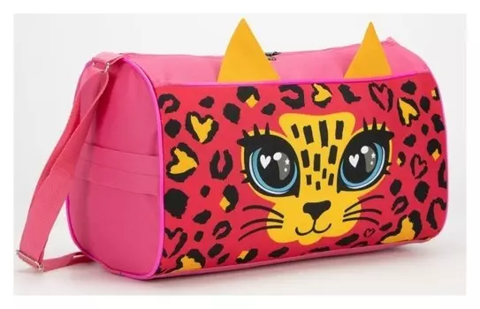 Сумка спортивная «Котик», 40х24х21, отд на молнии, 2 н/кармана, розовый