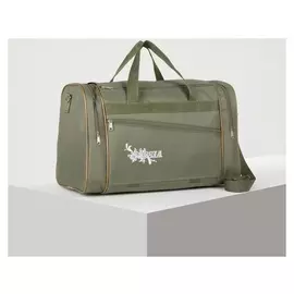 Сумка спортивная на молнии, 1 отдел, 3 наружных кармана, длинный ремень, цвет хаки