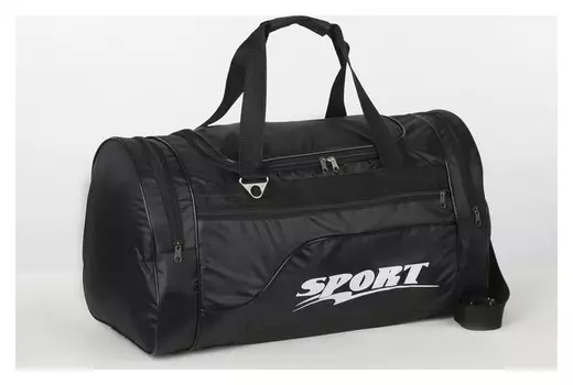 Сумка спортивная, отдел на молнии, 3 наружных кармана, длинный ремень, цвет чёрный