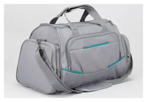 Сумка спортивная, отдел на молнии, 3 наружных кармана, длинный ремень, цвет серый