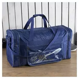 Сумка спортивная, отдел на молнии, 3 наружных кармана, длинный ремень, цвет синий