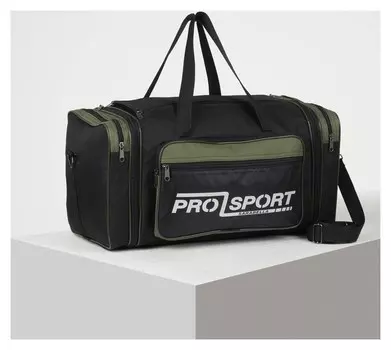 Сумка спортивная, отдел на молнии, 3 наружных кармана, с расширением, цвет чёрный/хаки