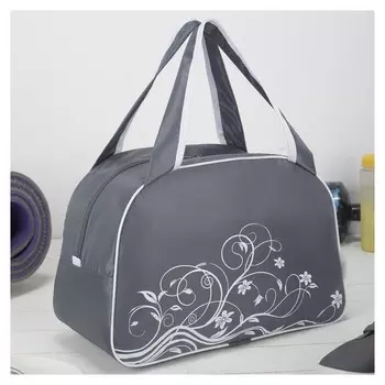 Сумка спортивная, отдел на молнии, цвет серый/белый