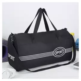 Сумка спортивная, отдел на молнии, длинный ремень, цвет чёрный