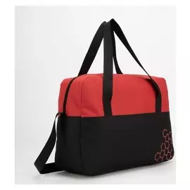 Сумка спортивная, отдел на молнии, длинный ремень, цвет чёрный/красный