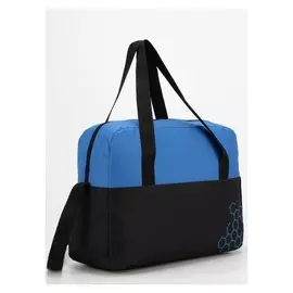 Сумка спортивная, отдел на молнии, длинный ремень, цвет чёрный/синий