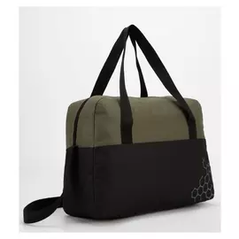 Сумка спортивная, отдел на молнии, длинный ремень, цвет чёрный/зелёный