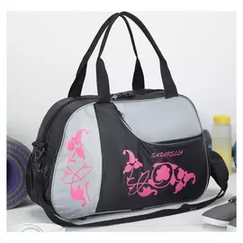 Сумка спортивная, отдел на молнии, наружный карман, цвет чёрный/розовый