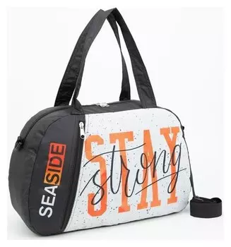 Сумка спортивная, отдел на молнии, наружный карман, длинный ремень, цвет чёрный/белый