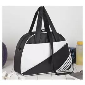 Сумка спортивная, отдел на молнии, наружный карман, длинный ремень, цвет чёрный/белый