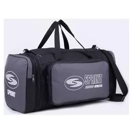 Сумка спортивная, отдел на молнии, с увеличением, наружный карман, длинный ремень, цвет чёрный/серый