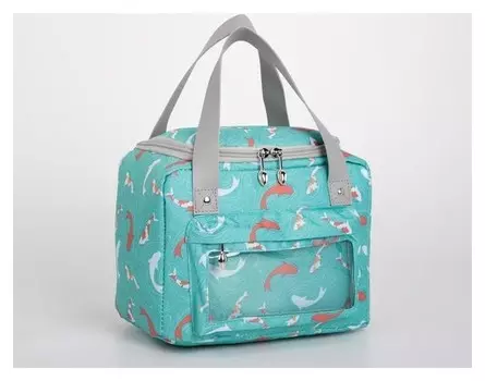 Сумка-термо, отдел на молнии, наружный карман, цвет зелёный