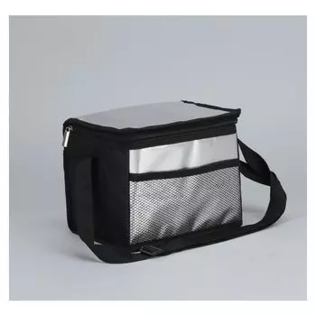 Сумка-термо, отдел на молнии, наружный карман, регулируемый ремень, 22 x 14 x 16 см цвет чёрный