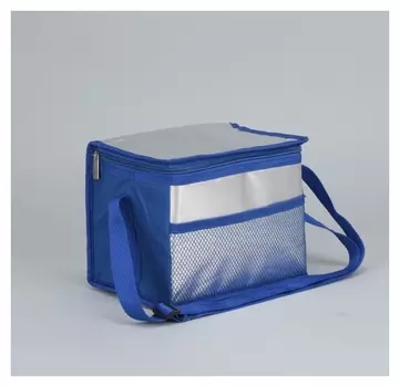 Сумка-термо, отдел на молнии, наружный карман, регулируемый ремень, 22 x 14 x 16 смцвет синий