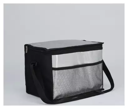 Сумка-термо, отдел на молнии, наружный карман, регулируемый ремень, 32 x 20 x 22 см цвет чёрный