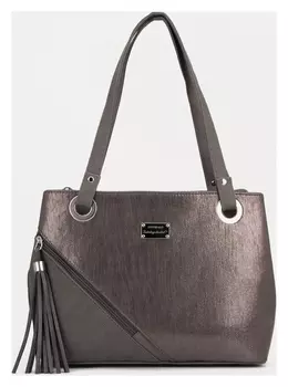 Сумка-тоут, 2 отдела на молнии, 2 наружных кармана, длинный ремень, цвет серый