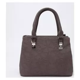 Сумка тоут, 2 отдела на молниях, наружный карман, длинный ремень, цвет коричневый, цветочный узор