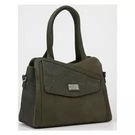 Сумка-тоут, 3 отдела на молнии, 2 наружных кармана, длинный ремень, цвет зелёный