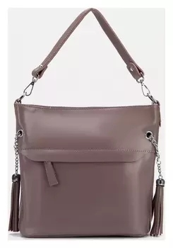 Сумка-тоут, отдел на молнии, 2 наружных кармана, длинный ремень, цвет пудра