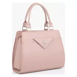 Сумка-тоут, отдел на молнии, 2 наружных кармана, длинный ремень, цвет розовый