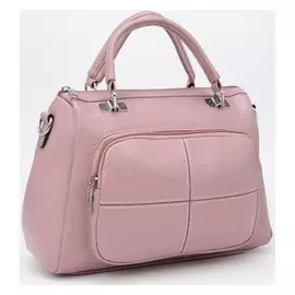 Сумка-тоут, отдел на молнии, 2 наружных кармана, длинный ремень, цвет розовый