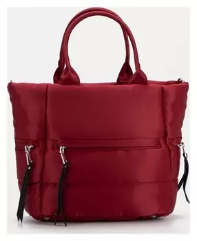 Сумка-тоут, отдел на молнии, 3 наружных кармана, длинный ремень, цвет бордовый