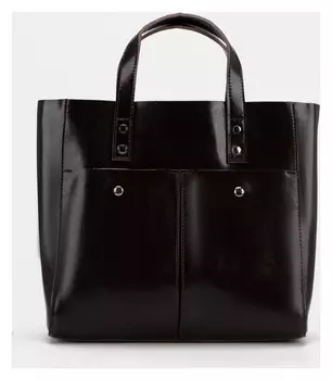 Сумка-тоут, отдел на молнии, 3 наружных кармана, длинный ремень, цвет коричневый