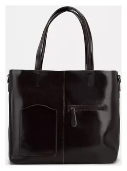 Сумка-тоут, отдел на молнии, 3 наружных кармана, длинный ремень, цвет коричневый