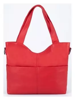 Сумка-тоут, отдел на молнии, 3 наружных кармана, длинный ремень, цвет красный