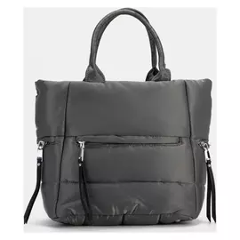 Сумка-тоут, отдел на молнии, 3 наружных кармана, длинный ремень, цвет серый