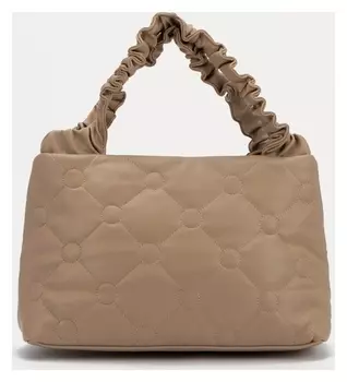 Сумка-тоут, отдел на молнии, длинный ремень, цвет бежевый