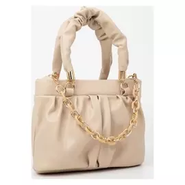 Сумка-тоут, отдел на молнии, длинный ремень, цвет бежевый