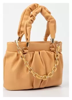 Сумка-тоут, отдел на молнии, длинный ремень, цвет оранжевый