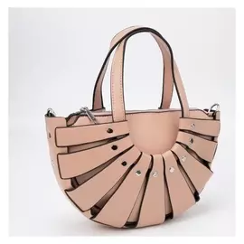 Сумка-тоут, отдел на молнии, длинный ремень, цвет розовый