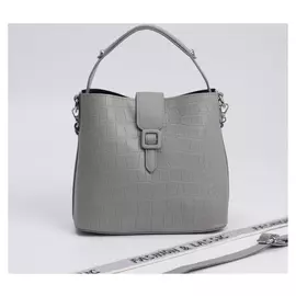 Сумка-тоут, отдел на молнии, длинный ремень, цвет серый