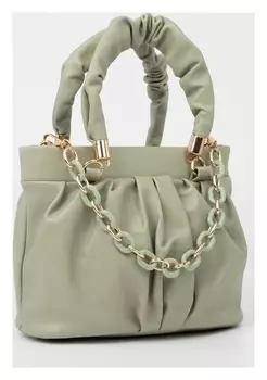 Сумка-тоут, отдел на молнии, длинный ремень, цвет зелёный