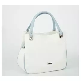 Сумка-тоут, отдел на молнии, наружный карман, длинный ремень, цвет белый