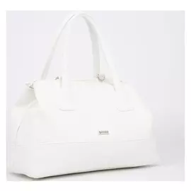 Сумка-тоут, отдел на молнии, наружный карман, длинный ремень, цвет белый