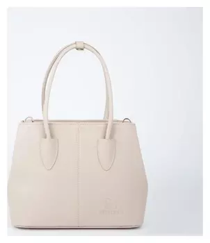 Сумка тоут, отдел на молнии, наружный карман, длинный ремень, цвет бежевый