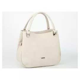 Сумка-тоут, отдел на молнии, наружный карман, длинный ремень, цвет бежевый