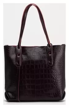 Сумка-тоут, отдел на молнии, наружный карман, длинный ремень, цвет бордовый