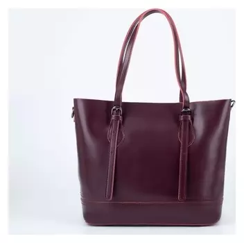 Сумка-тоут, отдел на молнии, наружный карман, длинный ремень, цвет бордовый