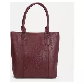 Сумка-тоут, отдел на молнии, наружный карман, длинный ремень, цвет бордовый