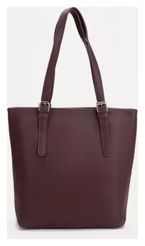 Сумка-тоут, отдел на молнии, наружный карман, длинный ремень, цвет бордовый