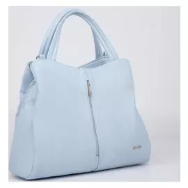 Сумка-тоут, отдел на молнии, наружный карман, длинный ремень, цвет голубой