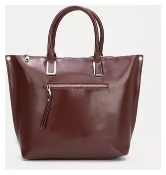 Сумка-тоут, отдел на молнии, наружный карман, длинный ремень, цвет коричневый